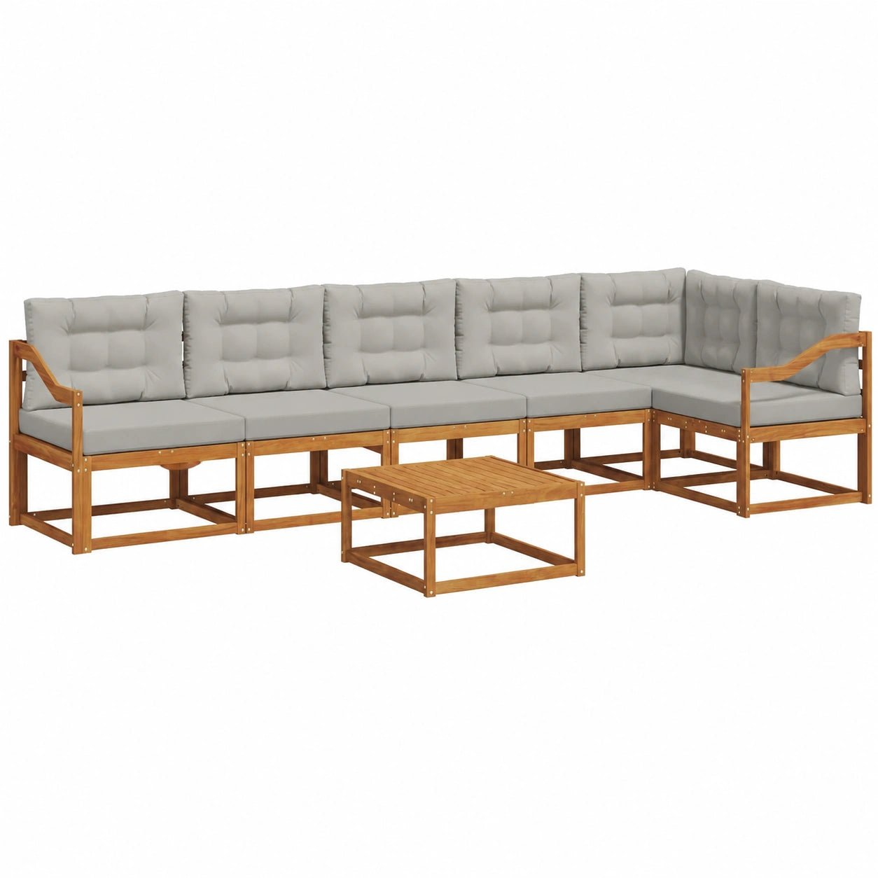 Modulares Außen-Sofa-Set mit Kissen, Akazienholz-Stil, wetterfest, Ergonomisches Design
