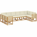 vidaXL Garten-Lounge-Set mit Kissen, 10-teilig, Weiß/Creme, Flexibles Terrassenmöbel aus Akazienholz
