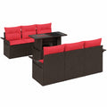 Modulares Garten-Sofa-Set aus Braunem Polyrattan mit Kissen, 7-teilig, Wetterfeste Outdoor-Lounge-Möbel