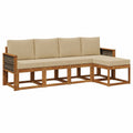 Moderne Garten-Sofagarnitur 5-teilig, Natur & Beige, Akazienholz, Terrasse & Balkon