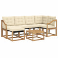 7-teiliges Garten-Sofa-Set mit Polstern in Weiß und Creme