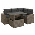 5-teiliges Gartensofa-Set aus Polyrattan mit grauen Kissen für Terrasse und Balkon
