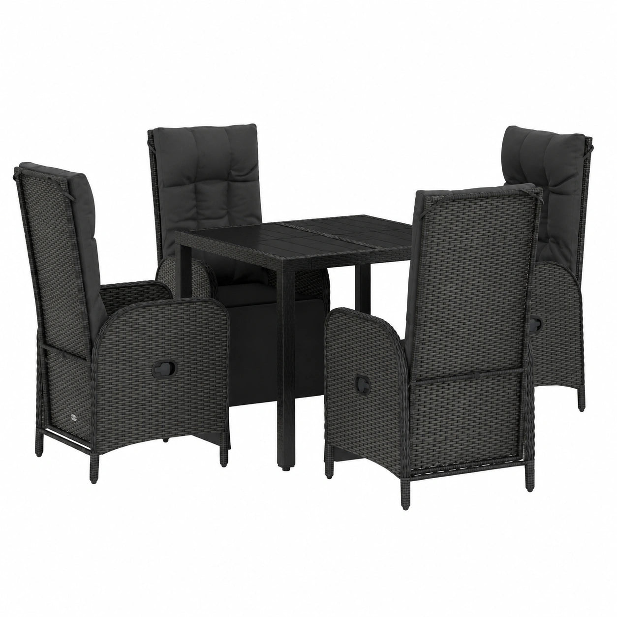 Tidyard 5-teilige Garten-Essgruppe mit Kissen, Rattanmöbel Set für Balkon und Terrasse