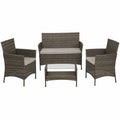 SVITA Brooklyn Gartenmöbel Rattan Lounge Set Essgruppe Sofa-Garnitur in Grau