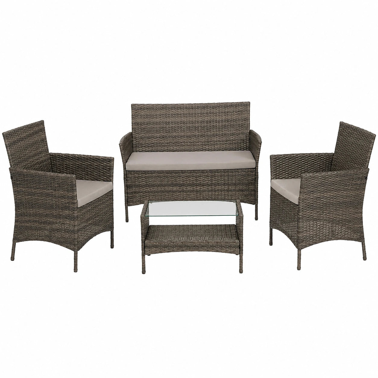 SVITA Brooklyn Gartenmöbel Rattan Lounge Set Essgruppe Sofa-Garnitur in Grau