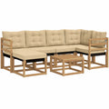 Moderne 7-teilige Outdoor-Sofagarnitur mit Kissen - Weiß/Beige, Wetterfestes Gartenset