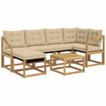 Moderne Garten-Sofagarnitur 7-tlg. mit Kissen, Weiß/Beige