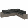 Polyrattan Gartenmöbel-Set, 10-teilig mit grauen Kissen für Balkon und Terrasse