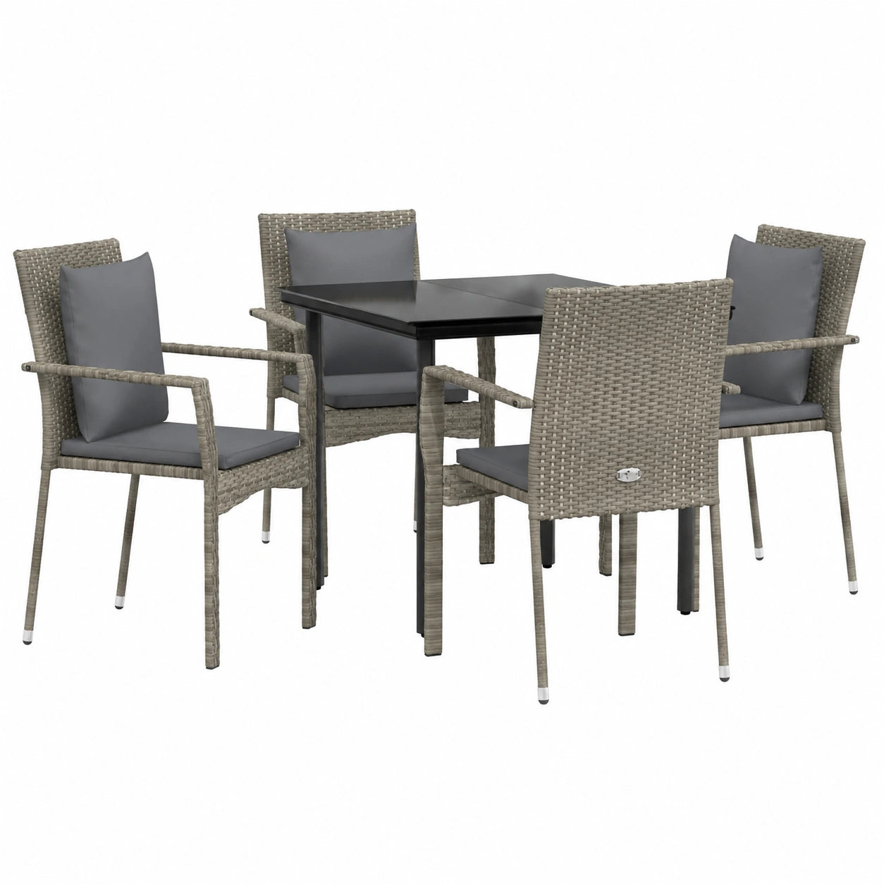 Tidyard 5-teilige Garten-Essgruppe mit Kissen, Rattan-Balkon- und Terrassenmöbel
