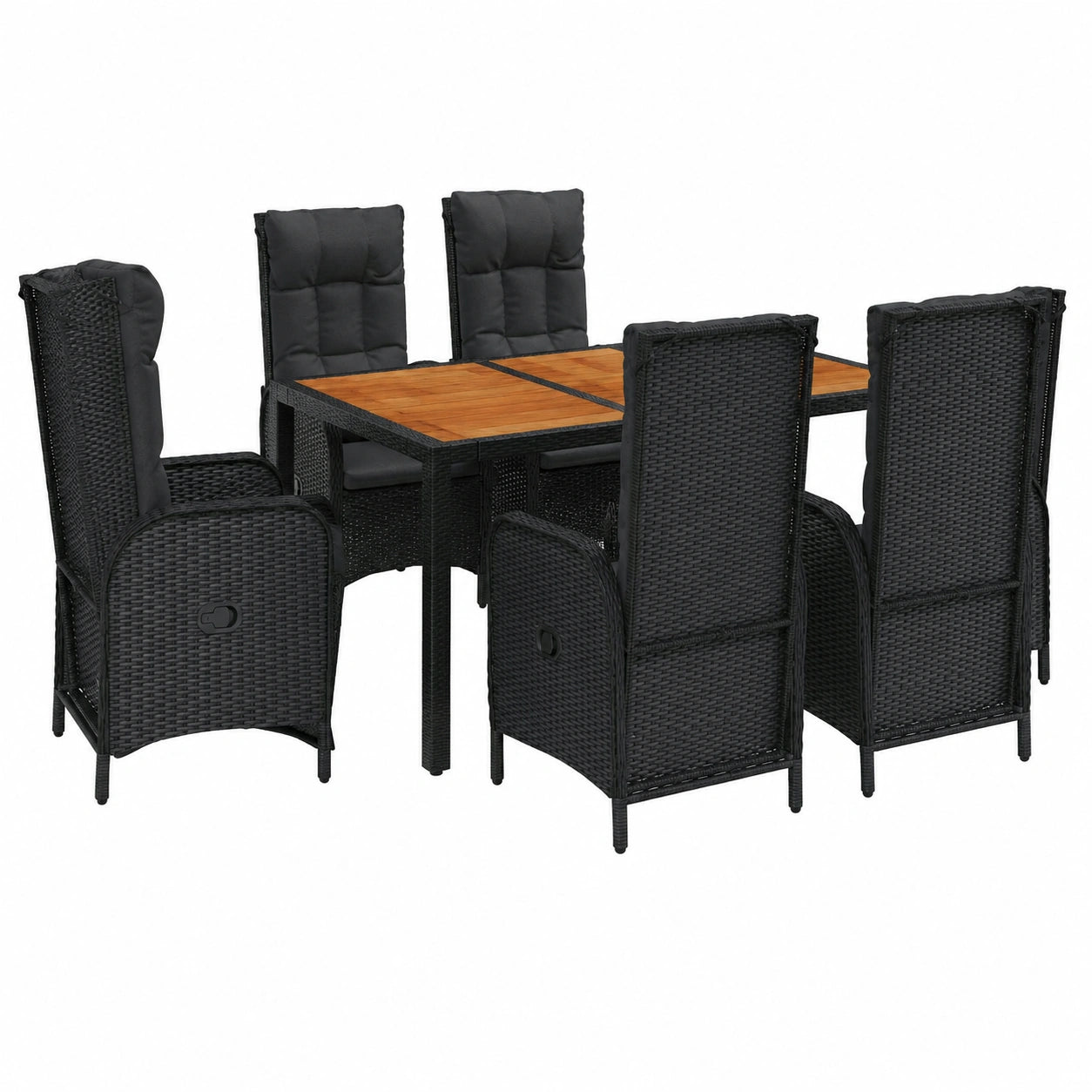 Tidyard 7-teilige Garten-Essgruppe mit Kissen, Balkon- und Terrassenmöbel aus Rattan