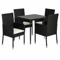 Tidyard 5-teiliges Gartenmöbel-Set mit Kissen, Balkon- und Terrassengarnitur aus PE-Rattan