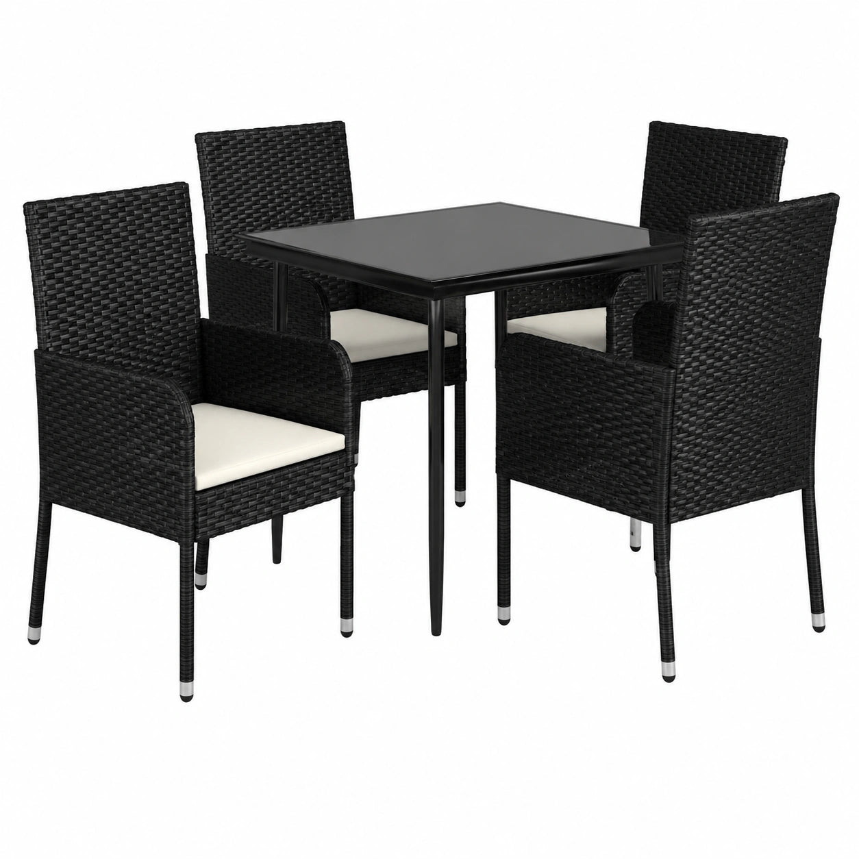 Tidyard 5-teiliges Gartenmöbel-Set mit Kissen, Balkon- und Terrassengarnitur aus PE-Rattan