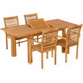 Elegante Teakholz-Garnitur: Ausziehbarer Tisch 130-180 x 80 cm mit 4 Alpen Sesseln