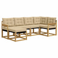 Moderne Garten-Sofagarnitur mit Kissen, 7-teilig, Weiß und Beige