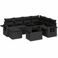 Polyrattan Gartenmöbel Set 9-teilig mit schwarzen Kissen für Terrasse und Balkon