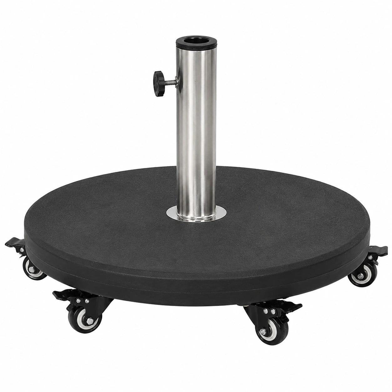 Robuster Sonnenschirmständer mit Rollen, 58 cm Durchmesser, 30 kg, Schwarz
