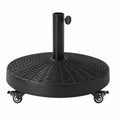 Runder Sonnenschirmständer mit Rollen - Stabiler Schirmhalter für Garten, Balkon, Strand, Pool, Deck, Schwarz