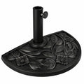 Halbrunder Sonnenschirmständer für Balkon und Terrasse, 9 kg, Blumenmuster, wetterfest, schwarz