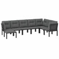 Outdoor Essgruppe 8-teilig aus Polyrattan in Schwarz und Grau, Ideal für Balkon und Terrasse