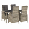 Tidyard 5-tlg. Gartenmöbel-Set mit Kissen aus PE-Rattan, Essgruppe für Terrasse und Balkon