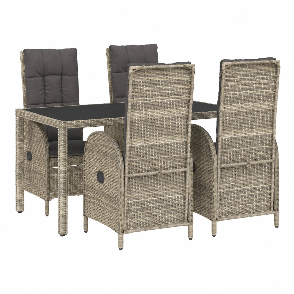 Tidyard 5-tlg. Gartenmöbel-Set mit Kissen aus PE-Rattan, Essgruppe für Terrasse und Balkon