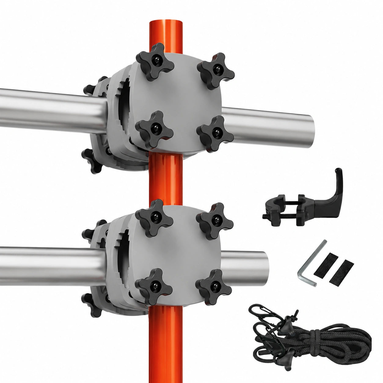 4smile Sonnenschirmhalter Set für Balkongeländer, Anthrazit – Inklusive Windsicherung