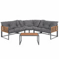 4-teiliges Gartenmöbel-Set aus Polyrattan mit Ecksofa und Tisch, wetterfest, Dunkelgrau