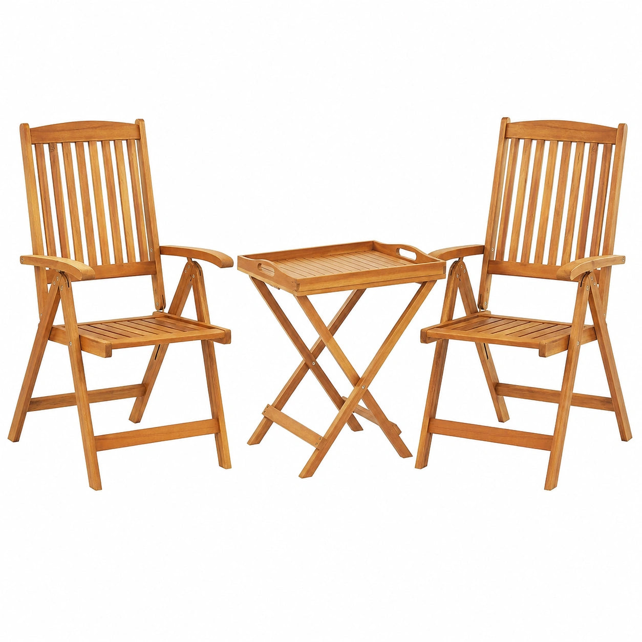 Beliani Gartenmöbel-Set aus Akazienholz, 2-teilig, verstellbar, rustikaler Stil, Java