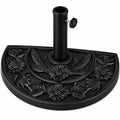 Halbrunder Sonnenschirmständer aus Kunstharz, 9 kg, Retro-Design, schwarz, für Balkon und Terrasse