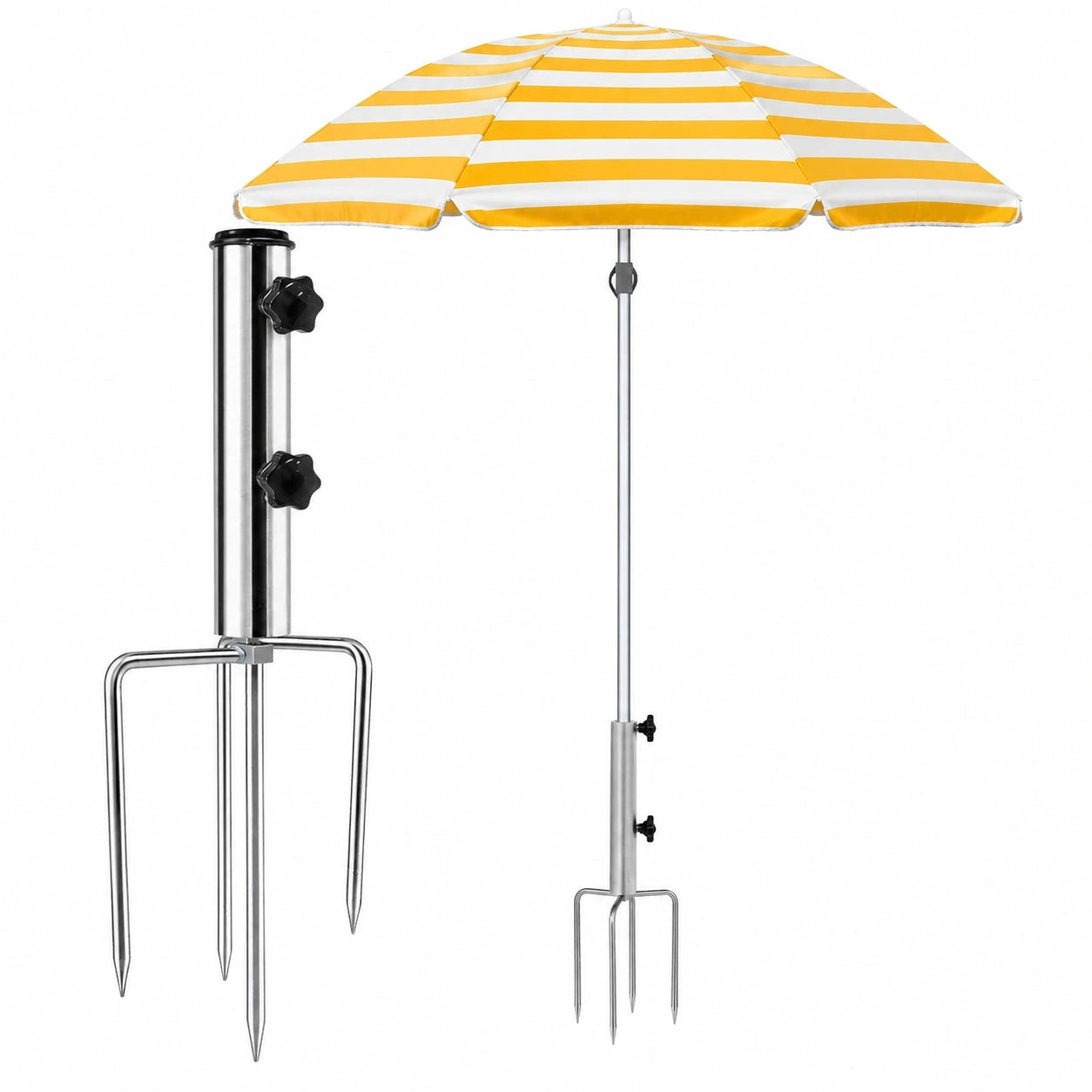 Haltbarer Sonnenschirmständer mit Erdspieß, verstellbar für Schirmstangen 22-34mm, rostfreier Halter für Garten und Strand