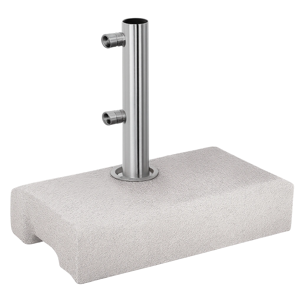 Sekey Schwerer Granit-Schirmständer mit Edelstahlrohr, Balkon-Sockel für Schirmstangen 22-38 mm, 25 kg, Grau