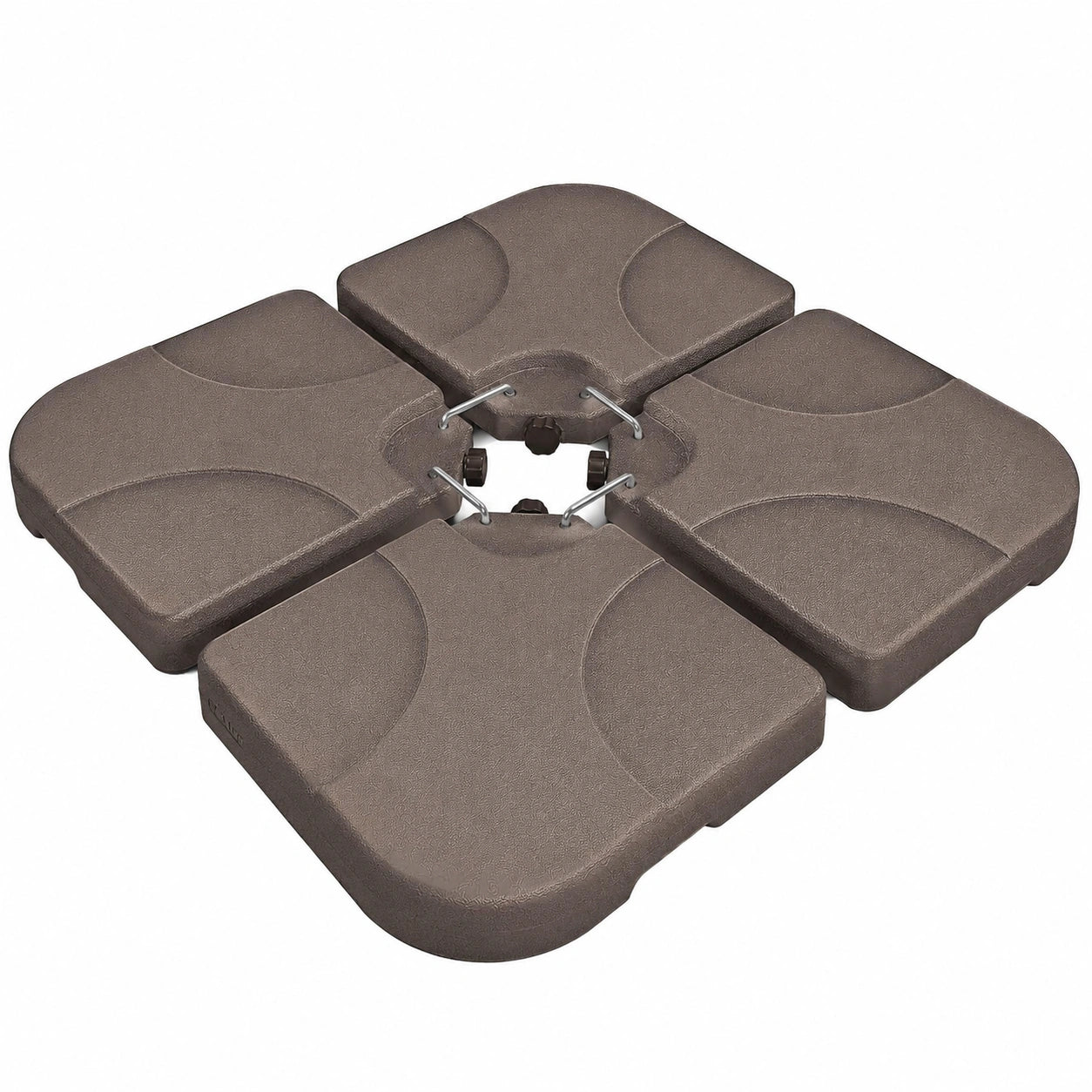 tillvex® Wetterfester Ampelschirmständer, 80 kg, Braun – Metallverbinder, befüllbar mit Wasser oder Sand