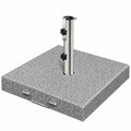 KESSER® Sonnenschirmständer aus Granit mit Edelstahl, Quadratisch 30KG - Passend für Schirmstangen 16-48 mm, Mit Tragegriff, Ideal für Garten und Balkon, Grau